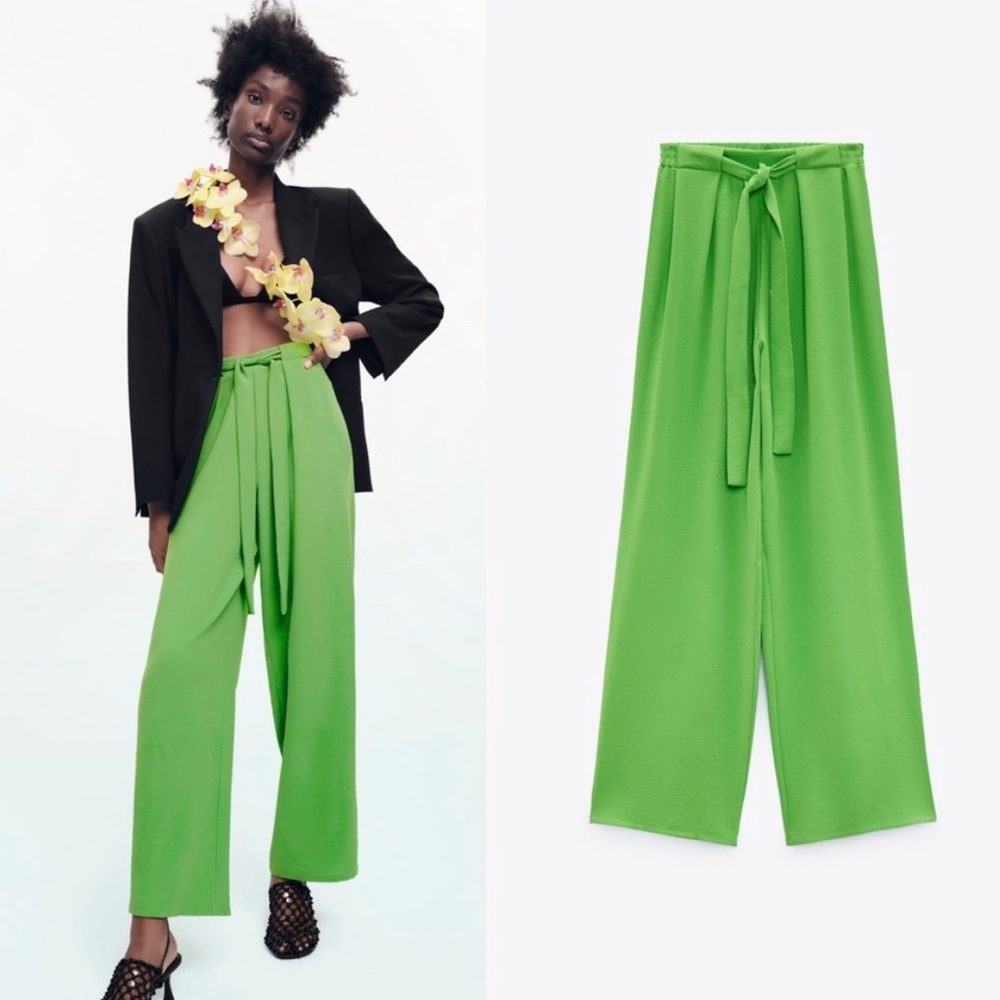 Zara green flowy pants size small